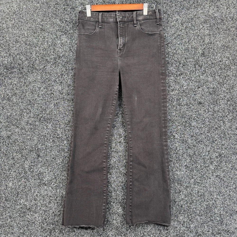 Abercrombie & Fitch Simone High Rise Ankle Flare Jeans Faded Black Raw Hem 29 8R